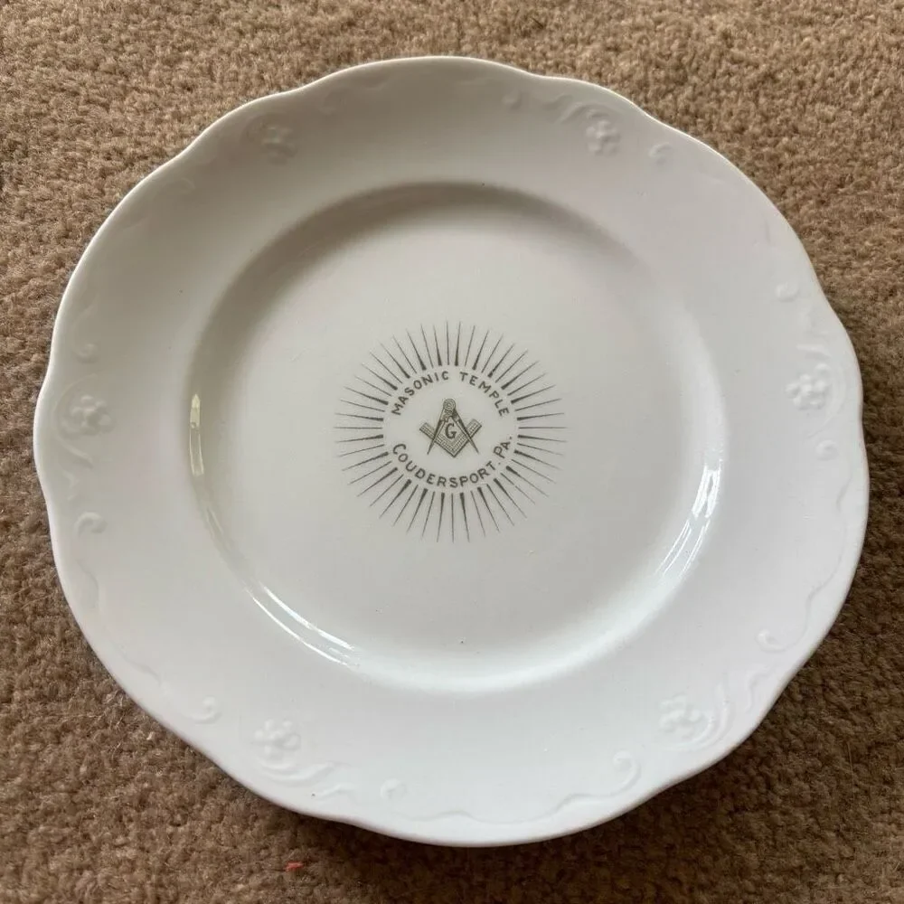 Masonic Temple Coudersport PA 8” Plate Onondaga Pottery Syracuse NY